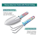 Tbltaca Garden Tool Set | Heavy Duty Stainless Steel Garden Tools | 30 Pieces With Floral Print