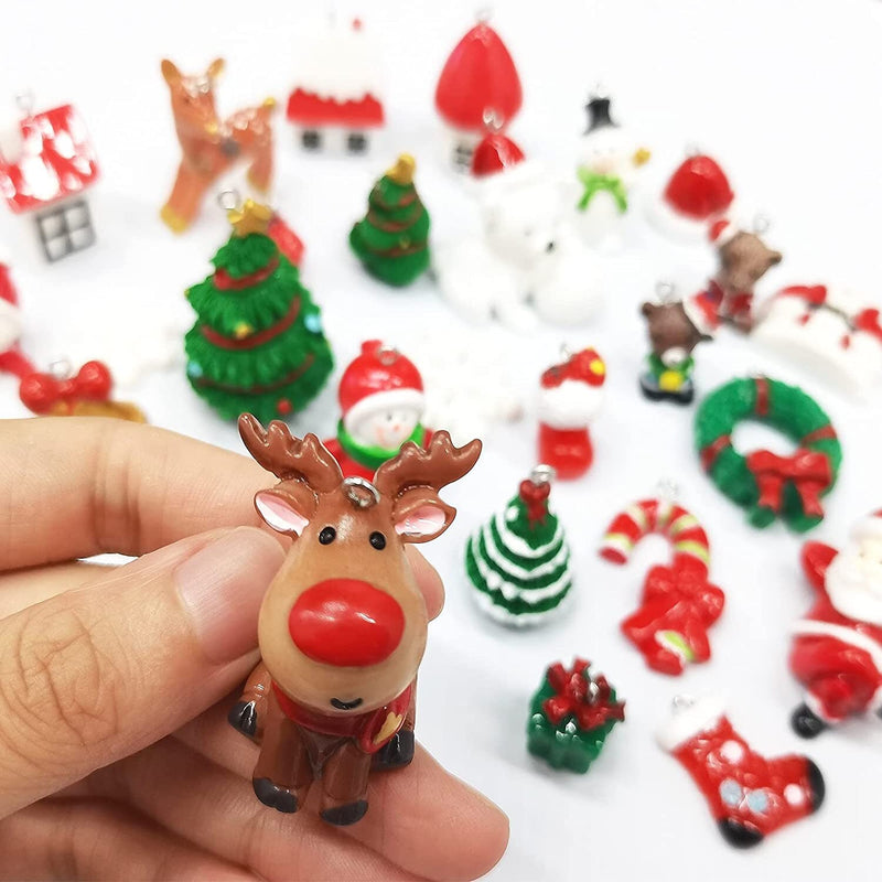 26pcs Mini Christmas Ornaments Set for Christmas Small Tree Decoration 3-D Resin Miniature Ornaments Figures for Advent Calendar DIY Snow