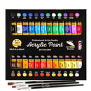 Acrylic Paint Set 24 Colors (0.41 oz, 12 ml) Paint Kit | Non-Toxic | including 3 paint brushes