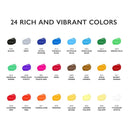 Acrylic Paint Set 24 Colors (0.41 oz, 12 ml) Paint Kit | Non-Toxic | including 3 paint brushes