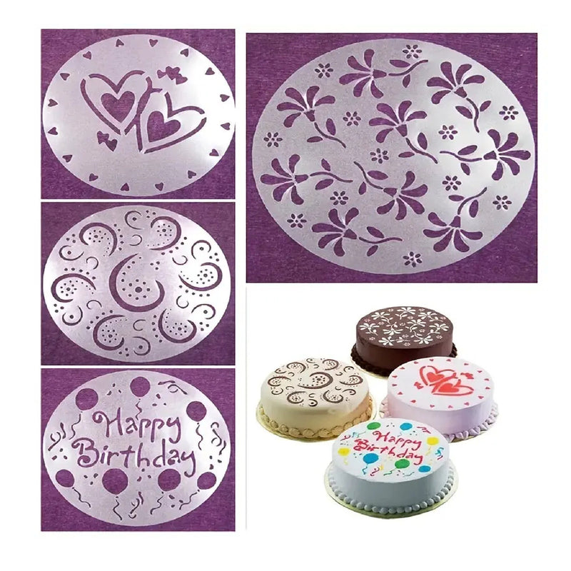 4 Stencils For Cakes | Plastic Cake Pan