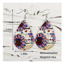 Independence Day Flag Sunflower Teardrop Faux Leather Earrings