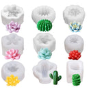 Succulent Silicone Mold | Candle Molds | Resin Mold | 9 Pieces 3D Succulents Cactus Candle Silicone Mold For Scented Candles