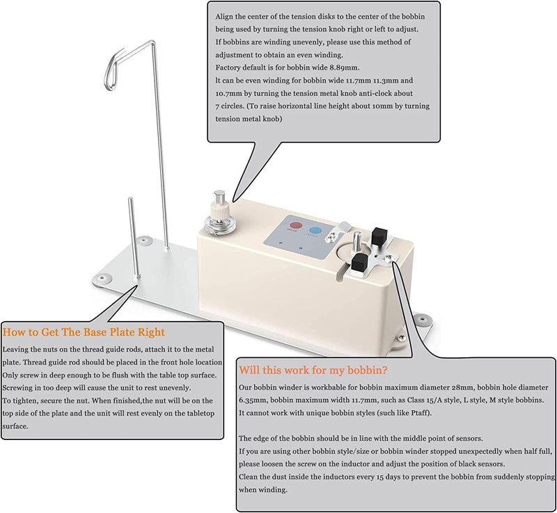 XBA Bobbin Winder | Portable Automatic Bobbin Winder | Electrical Bobbin Winder with Spool Thread Stand