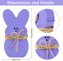 Whaline 3Pcs Easter Bunny Wooden Sign Purple Orange Green Easter Wooden Table Centerpieces