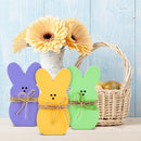 Whaline 3Pcs Easter Bunny Wooden Sign Purple Orange Green Easter Wooden Table Centerpieces