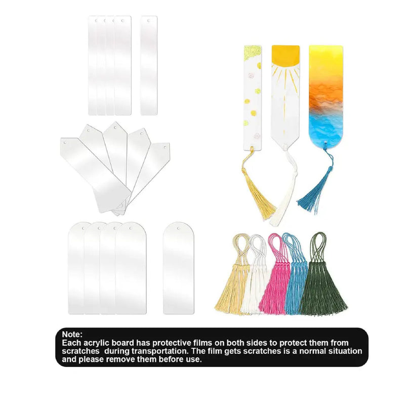 15 Blank Acrylic Bookmarks | Transparent | For DIY | Unfinished Bookmarks