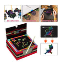 100pcs Rainbow Scratch Mini Notes Paper Pad Cards With 2 Stylus 2 Drawing Template