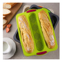 1 x High Temperature Resistant Silicone Three-Slot Baguette Loaf Pan with Open Hole for French Pie