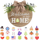 Interchangeable Welcome Home Sign | Seasonal Front Porch Door Decor With 21 Changeable Seasonal Icons