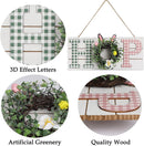 Easter Wall Hanging Decoration | Hop Easter Wooden Decoration with Eucalyptus Wreath for Holiday Indoor