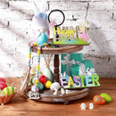 4 Pieces Tiered Tray Decor Set Gnomes Doll Wood Sign Decor Wooden Cutout Letter Sign Wooden