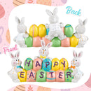 Whaline Easter Figurine Decoration Easter Bunny Tabletopper Happy Easter Rabbit with Egg Centerpiece