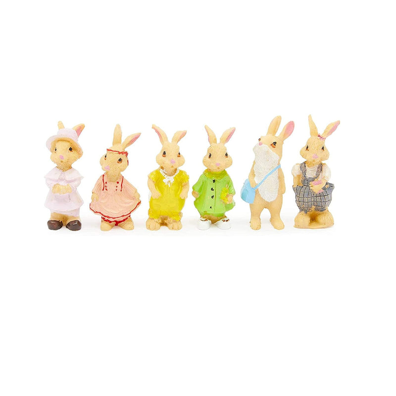 Mini Bunny Statues for Easter | Garden Decorations | 2.2 Inches, 6 Pack