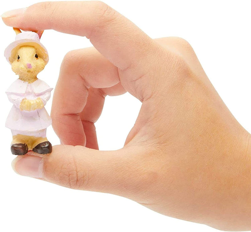 Mini Bunny Statues for Easter | Garden Decorations | 2.2 Inches, 6 Pack