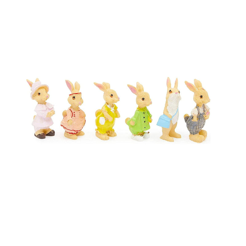 Mini Bunny Statues for Easter | Garden Decorations | 2.2 Inches, 6 Pack