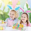 Whaline Easter Figurine Decoration Easter Bunny Tabletopper Happy Easter Rabbit with Egg Centerpiece