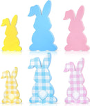 Yulejo 3 Pieces Easter Decor Bunny Tiered Tray Decoration Table Wooden Sign Buffalo Plaid Spring