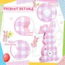 Yulejo 3 Pieces Easter Decor Bunny Tiered Tray Decoration Table Wooden Sign Buffalo Plaid Spring