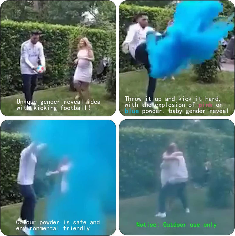 Gender Reveal Soccer Ball with Powder | 2 Big Bags of Pink and Blue Gender Reveal