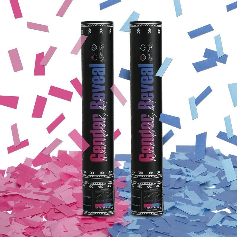 Gender Reveal Confetti Cannon | DOUKEE Biodegradable Pink or Blue Confetti Poppers Baby Shower