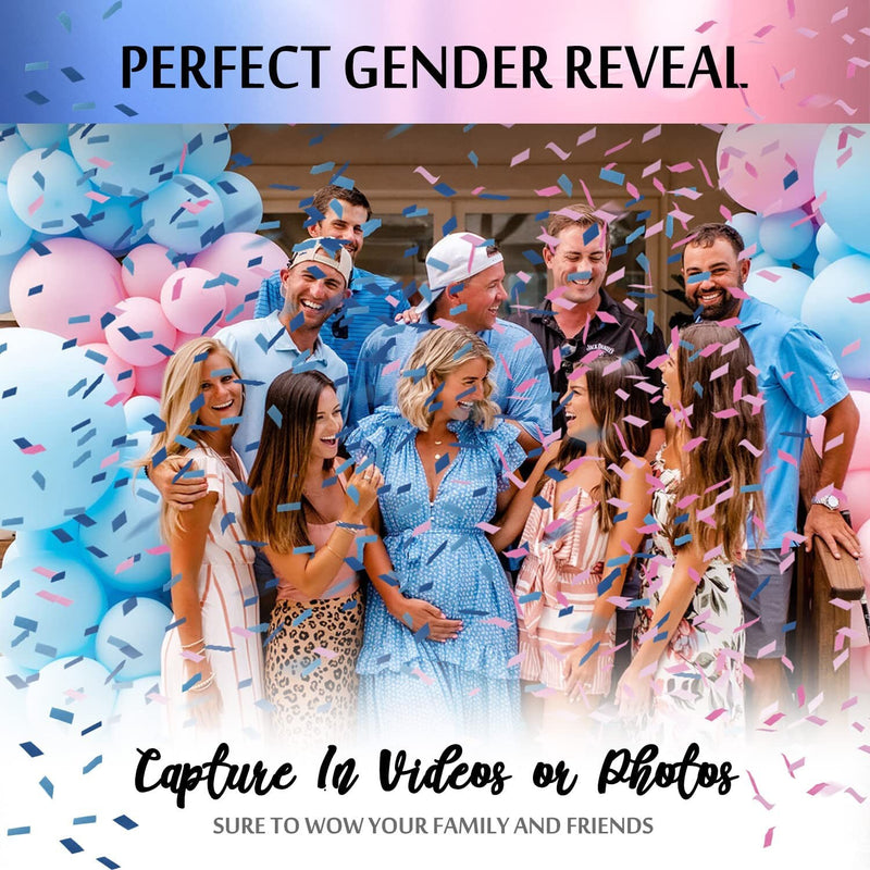Gender Reveal Confetti Cannon | DOUKEE Biodegradable Pink or Blue Confetti Poppers Baby Shower