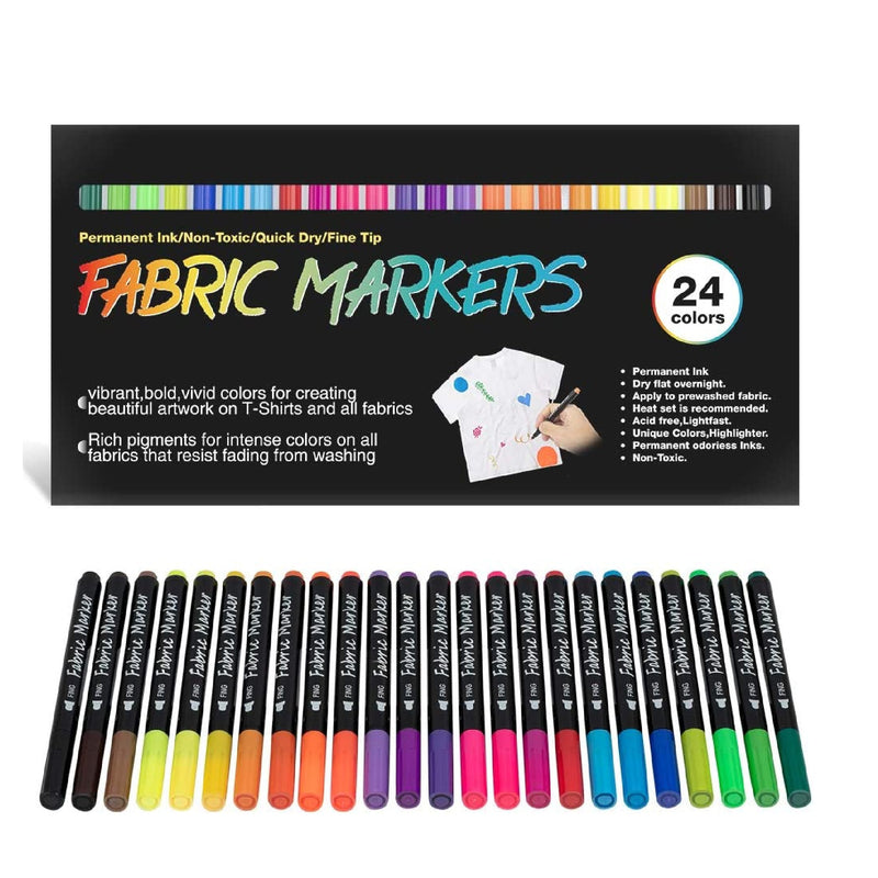 Crafts 4 All Permanent Fabric Marker Laundry Marker Non Bleed Dual Tip - 2 Pack , Black