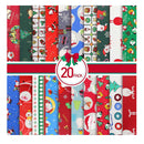 Christmas Fabric Bundles | 20 Pieces Different Patterns Christmas Quilting Fabric Squares With Snowman | 9.8 x 9.8 inches/25 x 25 cm