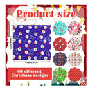 60 Pieces Of Christmas Fabrics To Sew | To Quilt | Merry Christmas | Snowflake | Fabric Print | 9.8 x 9.8 Inches