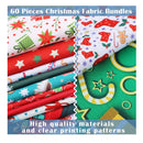 60 Pieces Of Christmas Fabrics To Sew | To Quilt | Merry Christmas | Snowflake | Fabric Print | 9.8 x 9.8 Inches