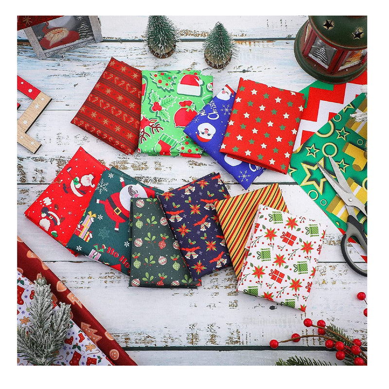 60 Pieces Of Christmas Fabrics To Sew | To Quilt | Merry Christmas | Snowflake | Fabric Print | 9.8 x 9.8 Inches