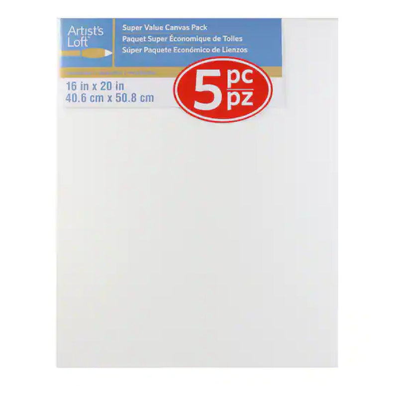 5 Pack 16" x 20" Super Value Canvas