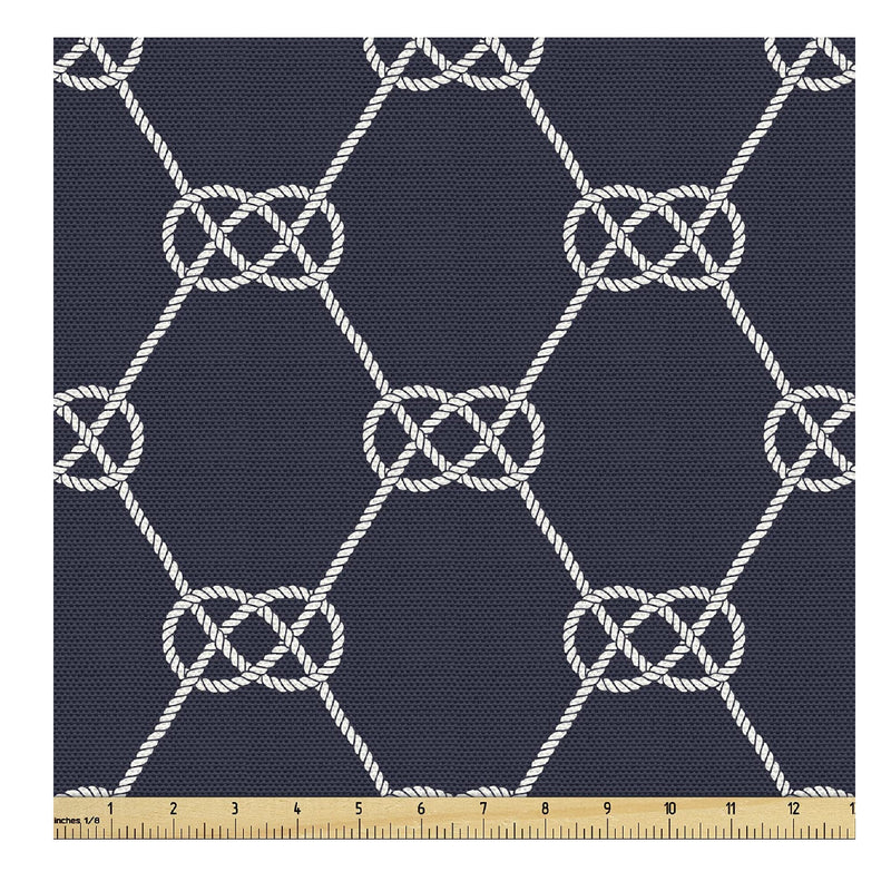 Ambesonne Dark Blue Fabric By The Yard | Christmas Inspired Pattern With Mandala Style Ornate Curly Snowflakes