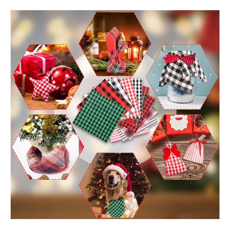 ZYP 20 Pieces Christmas Cotton Fabric Squares | 10 x 10 Inches
