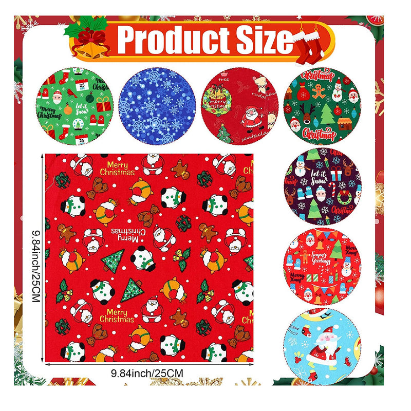 42 Pieces Of Christmas Fabrics For Sewing | Quilted Fabric | 10" x 10" | Santa Claus Snowflake Print Fabric