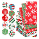 10 Pieces of Christmas Cotton Fabric | Pre-Cut Squares | Quilting Fabric | Christmas Snowflake Print | 50 x 50 cm/ 19.68 x 19.68 Inches