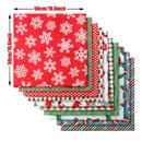 10 Pieces of Christmas Cotton Fabric | Pre-Cut Squares | Quilting Fabric | Christmas Snowflake Print | 50 x 50 cm/ 19.68 x 19.68 Inches