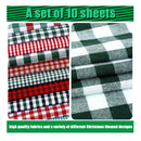 42 Pieces Of Christmas Fabrics For Sewing | Quilted Fabric | 10" x 10" | Santa Claus Snowflake Print Fabric