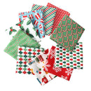 10 Pieces of Christmas Cotton Fabric | Pre-Cut Squares | Quilting Fabric | Christmas Snowflake Print | 50 x 50 cm/ 19.68 x 19.68 Inches