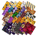 60 Pieces 10 x 10 Inch Polyester Fabric For Halloween | Fat Quarters | Bat | Pumpkin | Ghost | Skull | 30 Styles | Ghost