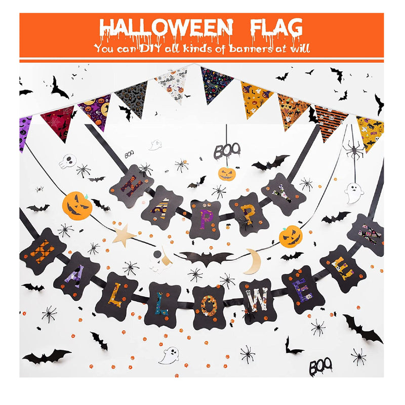 60 Pieces 10 x 10 Inch Polyester Fabric For Halloween | Fat Quarters | Bat | Pumpkin | Ghost | Skull | 30 Styles | Ghost