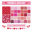 60 Pieces 10 x 10 Inch Valentine's Day Fabric | Quilting Fabric | Fabric With Heart Print | Printed Fabric With Fat Quarters
