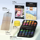 Nicpro Watercolor Paint Set | 48 Water Colors Kit with 8 Squirrel Brushes, Palette, Watercolor Pen, 25 Art Pad Paper, 2 Art Sponges