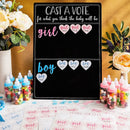 Baby Gender Reveal Board Game with 120 Girl or Boy Voting Stickers | Cast Your Vote Sign with Stand