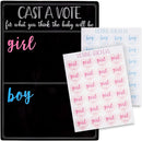 Baby Gender Reveal Board Game with 120 Girl or Boy Voting Stickers | Cast Your Vote Sign with Stand