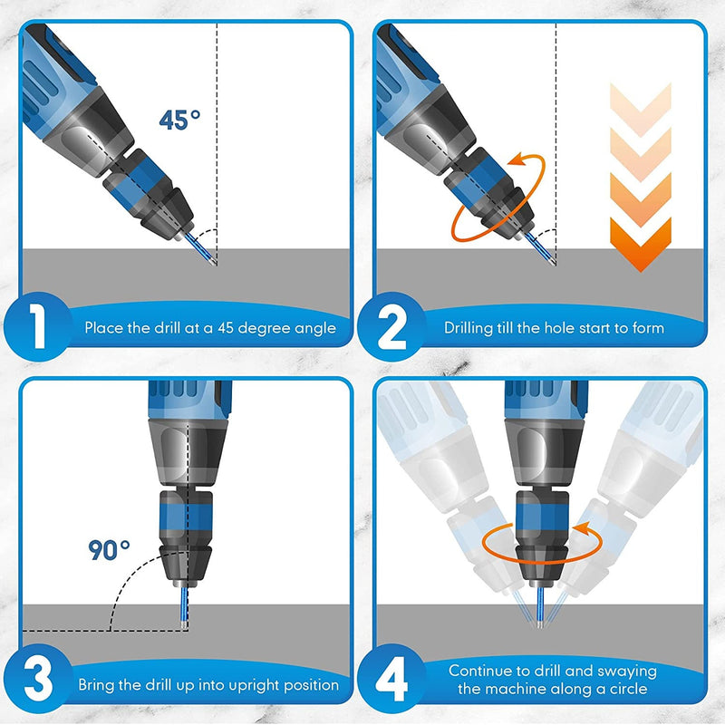 Dry Diamond Drill Bits Set 6 PCs Small Diamond Hole Saw Kit for Granite Marble Porcelain