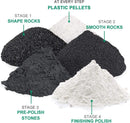 Rock Tumbler Refill Grit Media Kit | Stone Polisher | 3.5 Pounds Polishing Grits + Poly Plastic Pellets