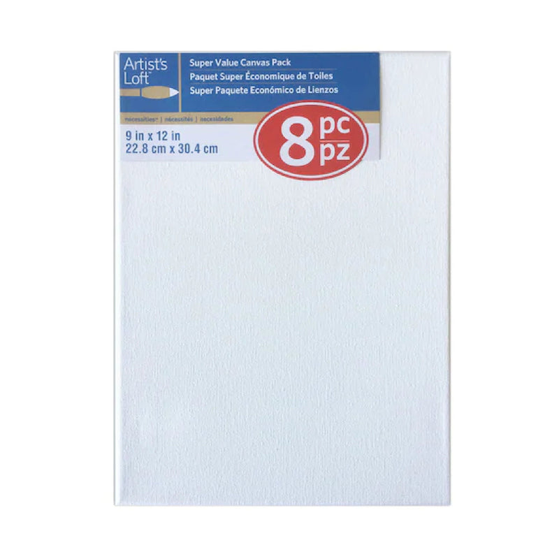 8 Pack 9" x 12" Super Value Canvas