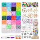 7200 Clay Beads for Making Bracelets | 6mm 24 Colors Flat Round Polymer Clay