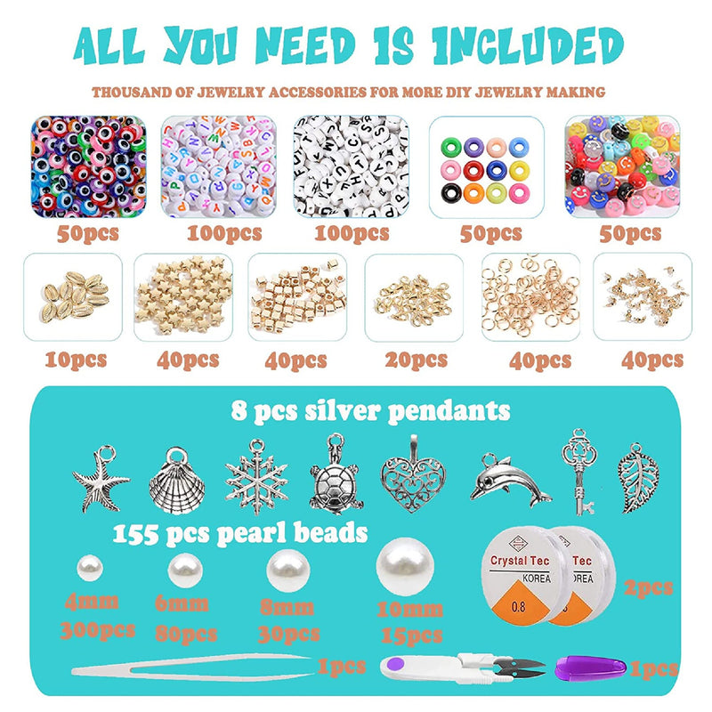 DICOBD Craft Beads Kit 10800pcs 3mm Glass Seed Beads and 1200pcs Letter  Beads for Friendship Bracelets Jewelry Making Necklaces and Key Chains with  2 Rolls of Cord 